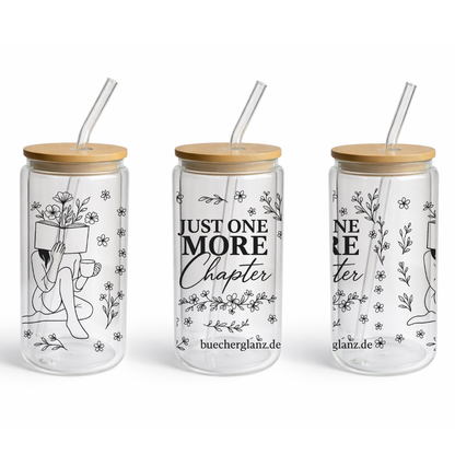 Glastumbler – Just One More Chapter – BookTok Classic, Doppelwandig 16oz klar mit Leserin Design, buecherglanz