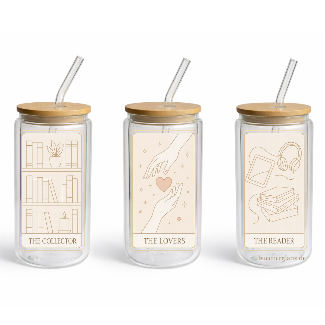Glastumbler – Tarot Karten – Tarot & Mystik, Doppelwandig 16oz klar mit Tarot Design, buecherglanz