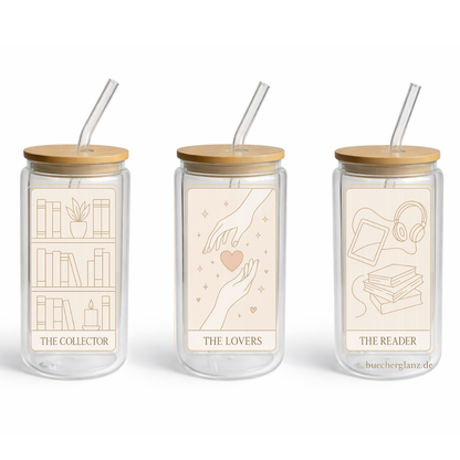 Glastumbler – Tarot Karten – Tarot & Mystik, Doppelwandig 16oz klar mit Tarot Design, buecherglanz