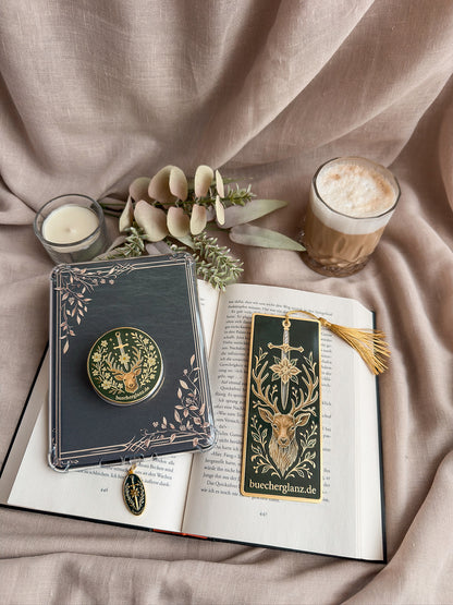 Limited Edition Dreier Set Heir of The Forest - E-Reader Grip - Metall Lesezeichen The Verdant Vow - Dust Plug Blade & Bloom