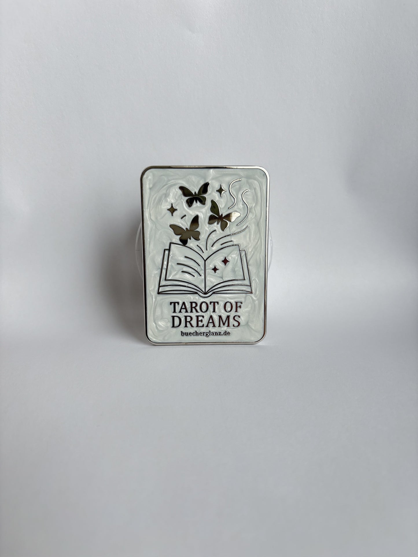 Tarot of Dreams – Kindle Grip – Tarot, weißes Perlmutt-Emaille mit Schmetterlingen, buecherglanz