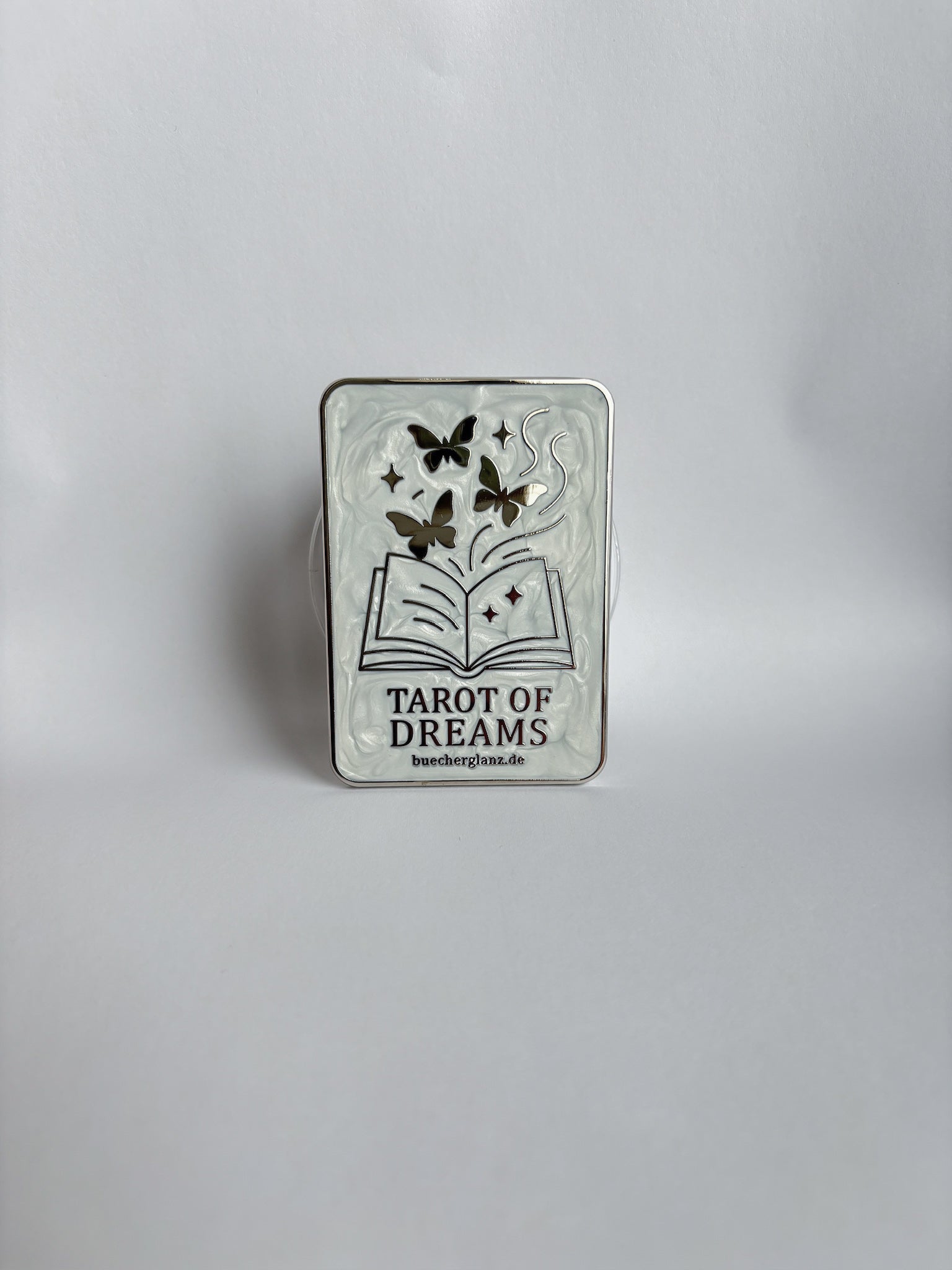 Tarot of Dreams – Kindle Grip – Tarot, weißes Perlmutt-Emaille mit Schmetterlingen, buecherglanz