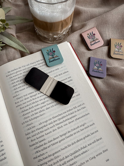 Booklover – Magnet-Lesezeichen – Creme Aufgeklappt - Kunstleder vegan, buecherglanz